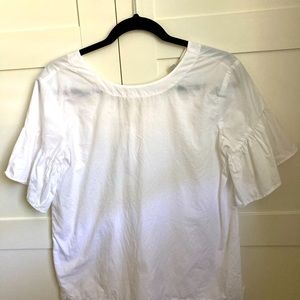 Loft simple white, short sleeved cotton blouse, with flair sleeves
